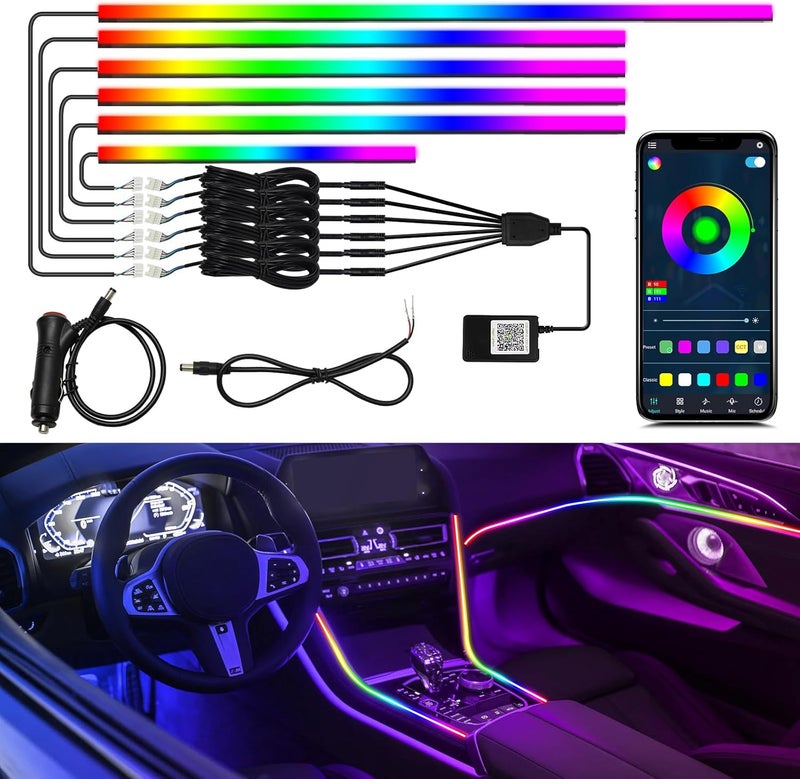WEBUPAR Dreamcolor Interior Car Lights, Car Accessories 6 in 1 Car LED Strip Lights with APP Control and 213 Modes, 175 inches 593 LEDs Acrylic Fiber Optic Lights, RGB Neon Car Lighting - Image 1